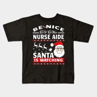 Aide Santa Is Watching Nurses Day Kids T-Shirt